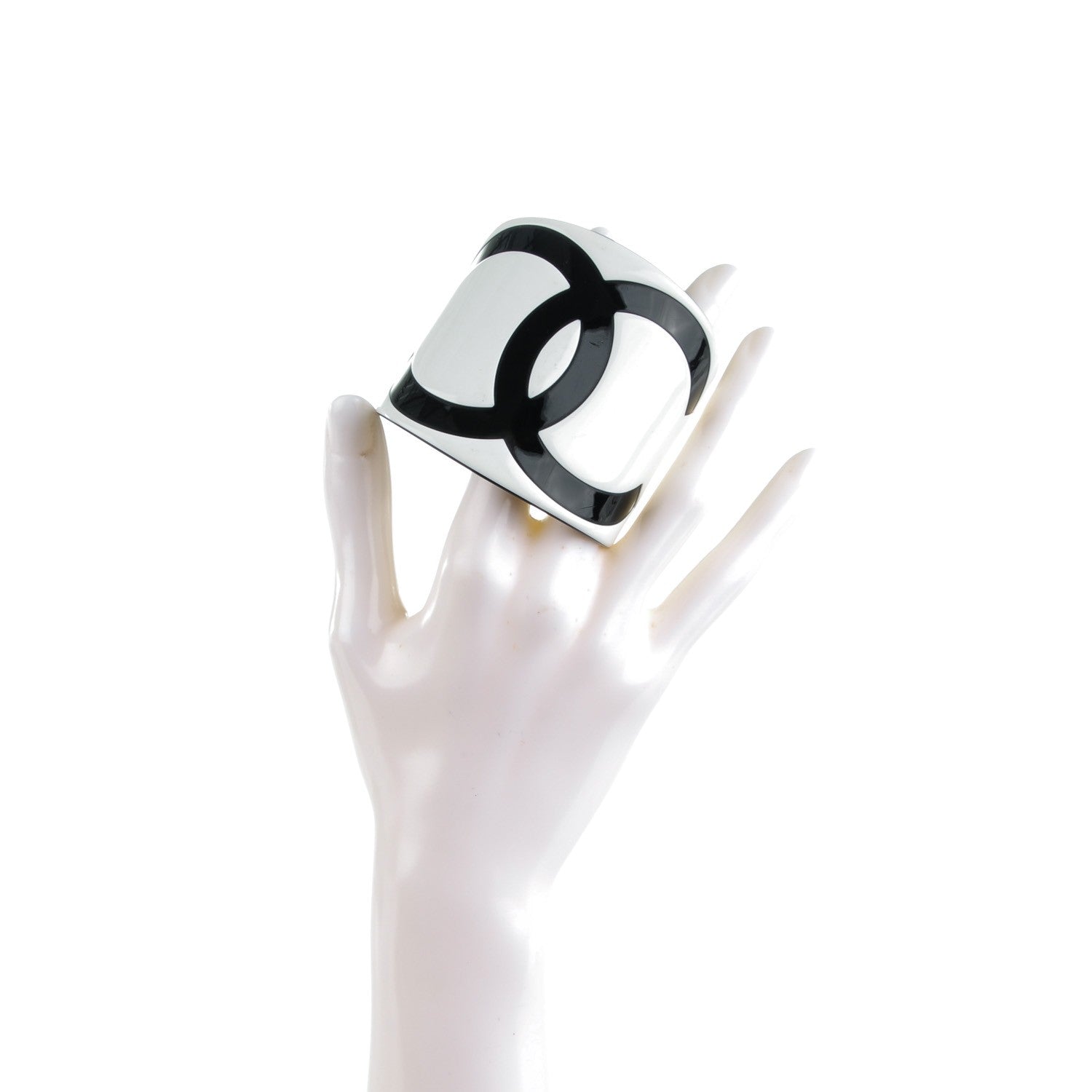 Chanel Resin CC Cuff White Black 2 of 4