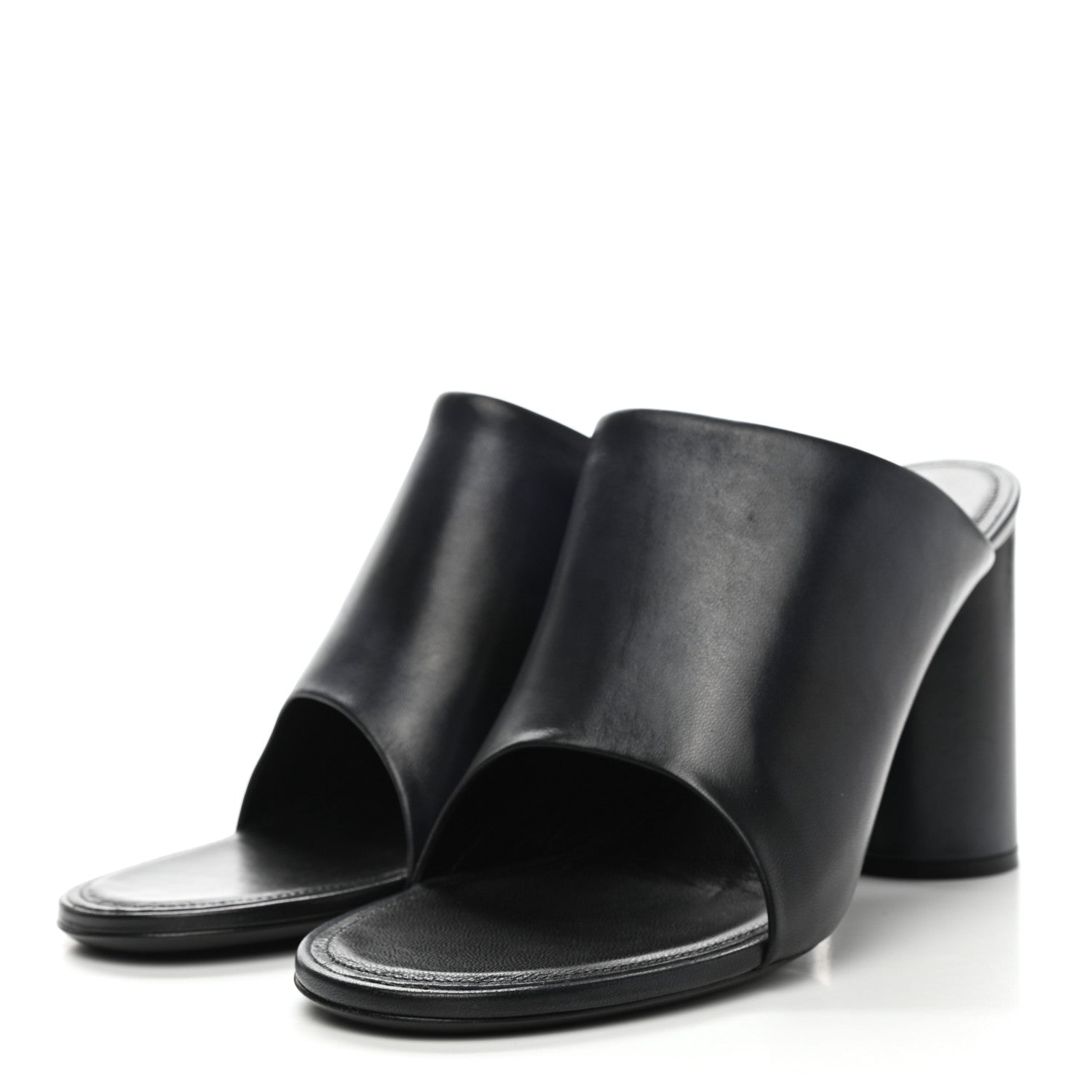 Balenciaga Shiny Sheepskin Oval 90mm Mule Pump 40 Navy 3 of 8