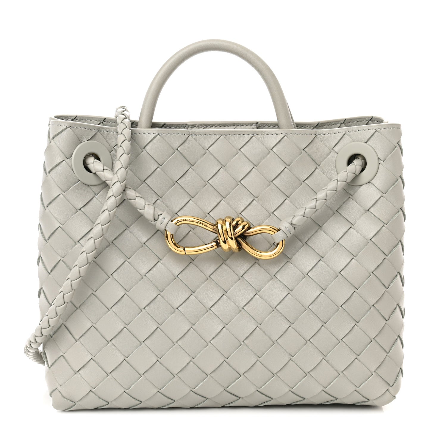 Nappa Intrecciato Small Andiamo Shoulder Bag Agate Grey