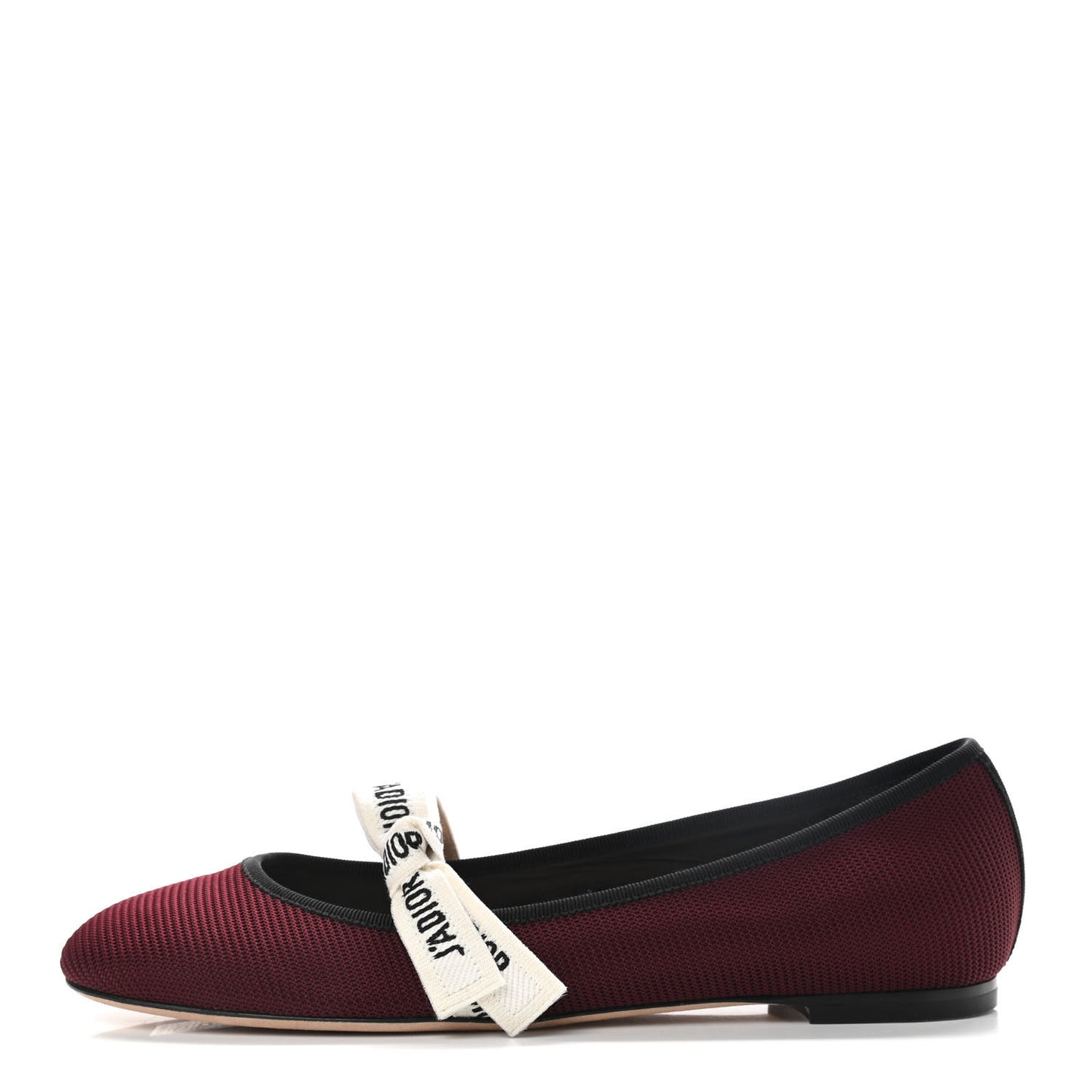 Fabric Ribbon Embroidered J'Adior Ballet Flats 40 Rouge Black