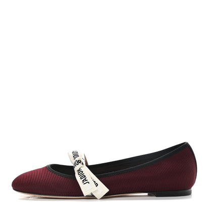 Christian Dior Fabric Ribbon Embroidered J'Adior Ballet Flats 40 Rouge Black 1 of 8
