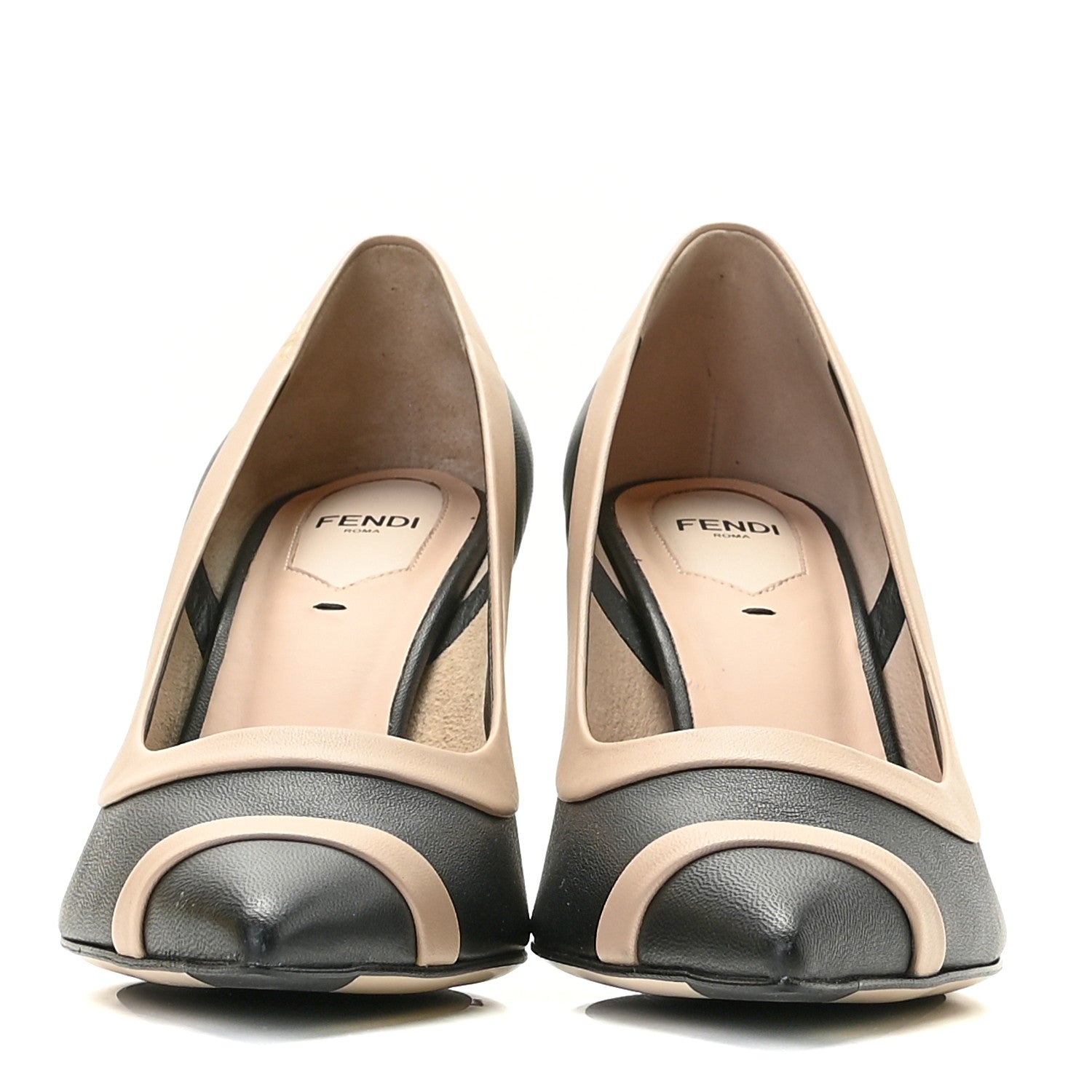Fendi Nappa Colibri 85mm Pumps 38 Black Beige 2 of 12