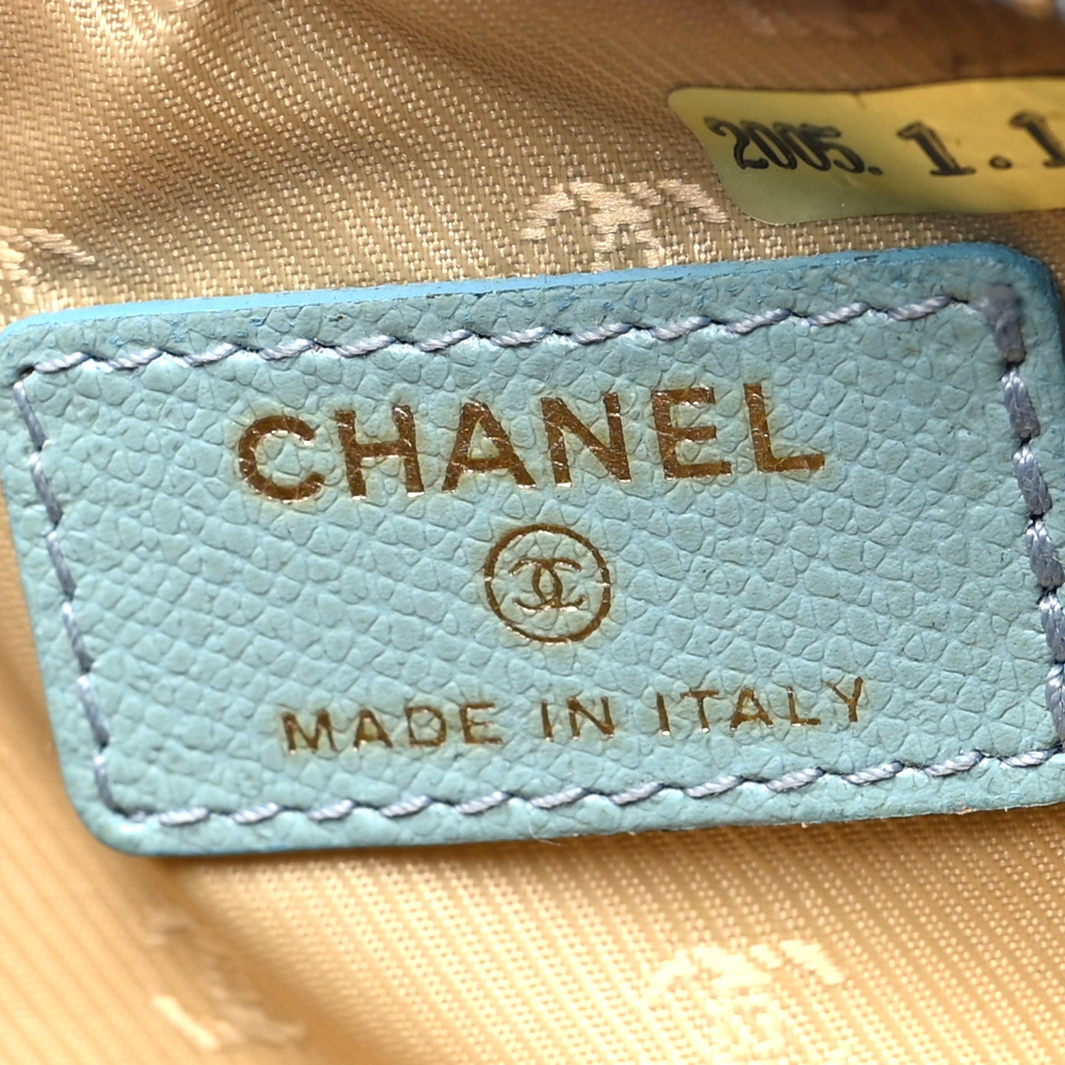 Chanel Grained Calfskin CC Button Small Pouch Cosmetic Case Blue 6 of 11