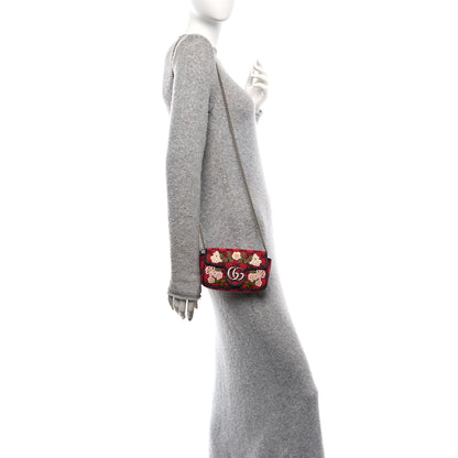 Gucci Monogram Multicolor Matelasse Diagonal Floral Embroidered Super Mini GG Marmont Shoulder Bag Red Blue Multicolor 2 of 10
