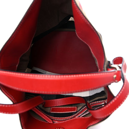 Burberry Canvas Mega Check Medium Ashby Hobo Cadmium Red 5 of 14
