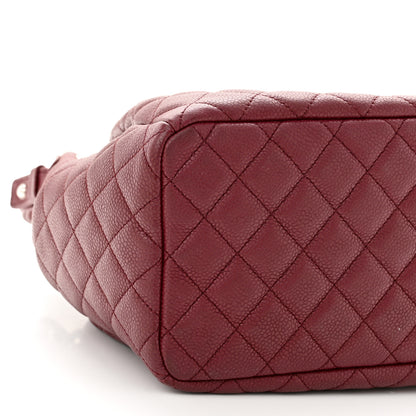 Chanel Caviar Flat Quilted CC Chain Bucket Drawstring Bag Burgundy 9 of 16