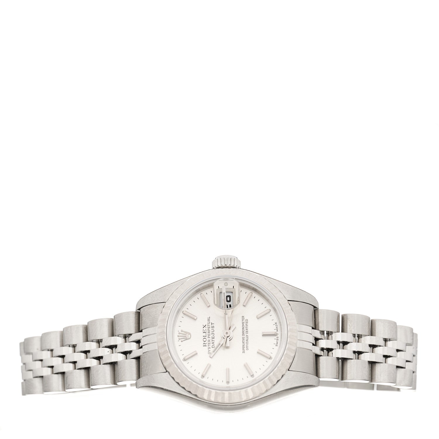 Rolex Stainless Steel 18K White Gold 26mm Oyster Perpetual Datejust Watch Silver 79174 2 of 5