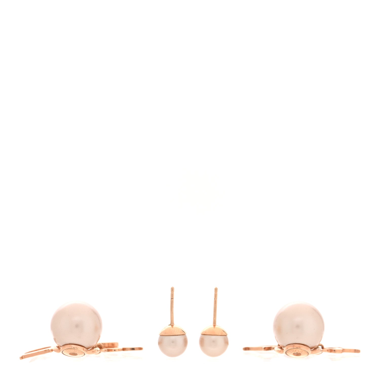 Christian Dior Pearl Crystal Tribal Logo Charms Earrings Rose Gold 3 of 4
