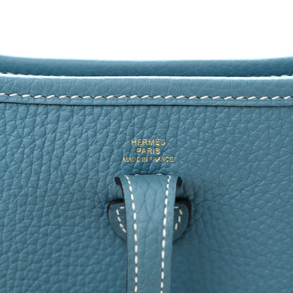 Hermes Taurillon Clemence Evelyne TPM New Blue Jean 6 of 11