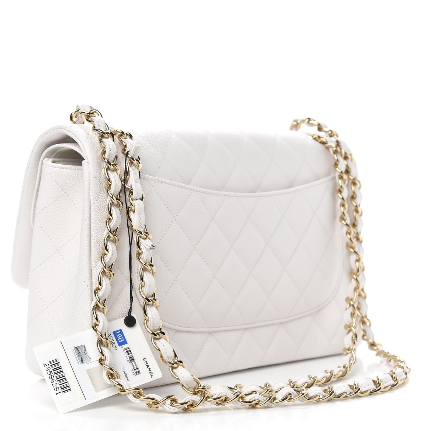 Caviar Quilted Jumbo Double Flap White