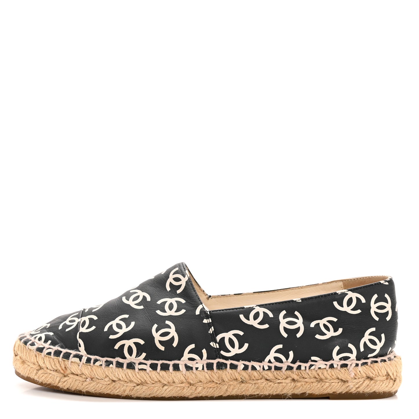 Lambskin Printed CC Espadrilles 38 Black White