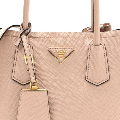 Prada Saffiano Cuir Small Double Bag Cammeo Black 7 of 9