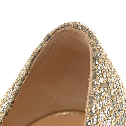 Jimmy Choo Glitter Fabric Romy 85 Pumps 37.5 Champagne 10 of 10