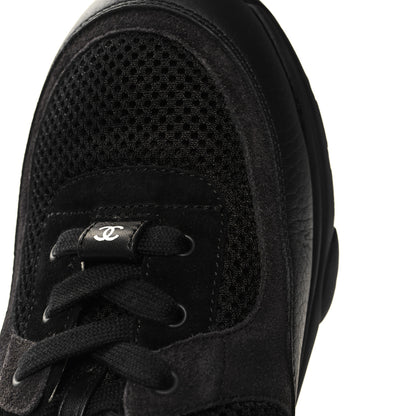 Chanel Mesh Suede Grained Calfskin Womens CC Sneakers 40.5 Black White 9 of 10