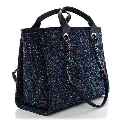 Chanel Calfskin Sequin Medium Deauville Tote Blue Multicolor 3 of 10