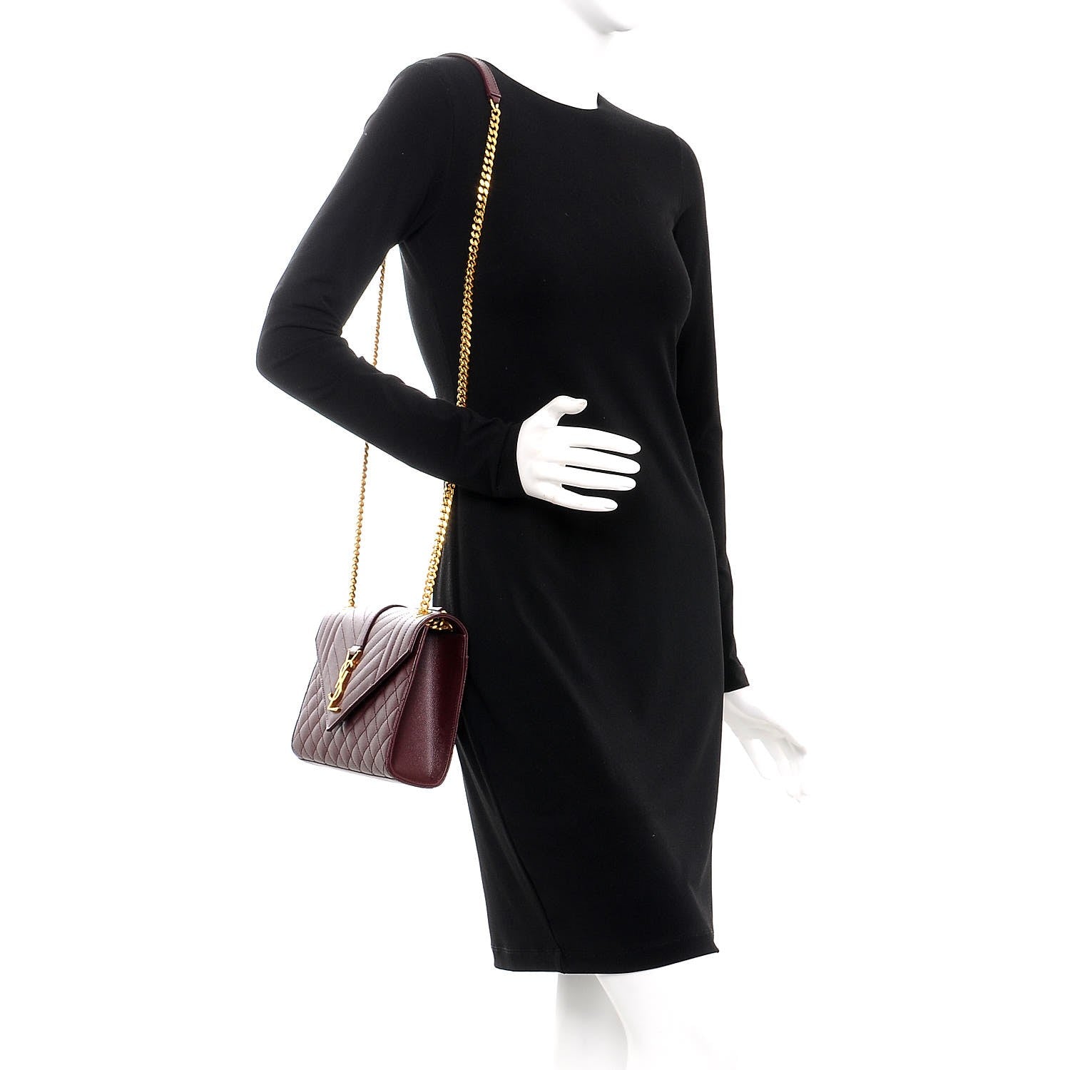 Saint Laurent Grain De Poudre Textured Mixed Matelasse Medium Triquilt Monogram Satchel Rouge Legion 2 of 8