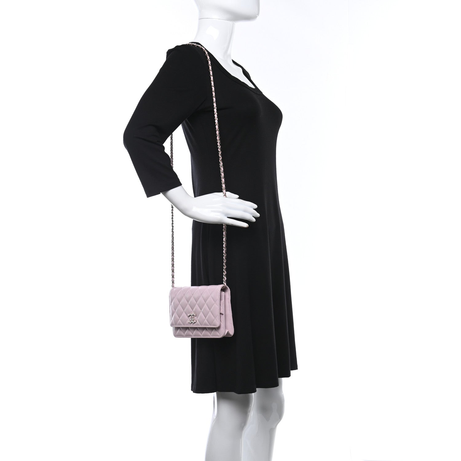 Chanel Caviar Quilted Coco Candy Wallet On Chain WOC Light Pink 2 of 11