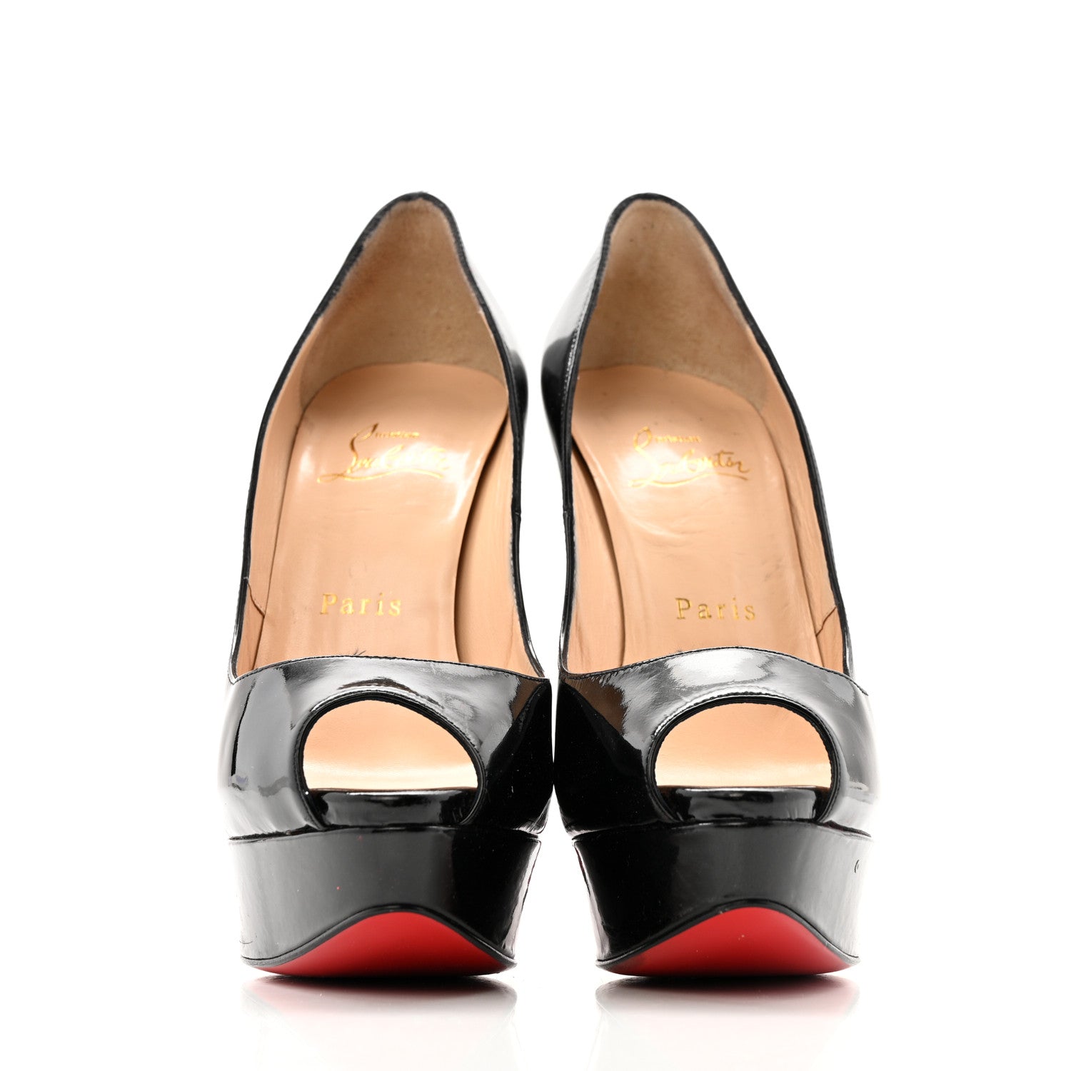 Christian Louboutin Patent Lady Peep 150 Pumps 37 Black 2 of 11
