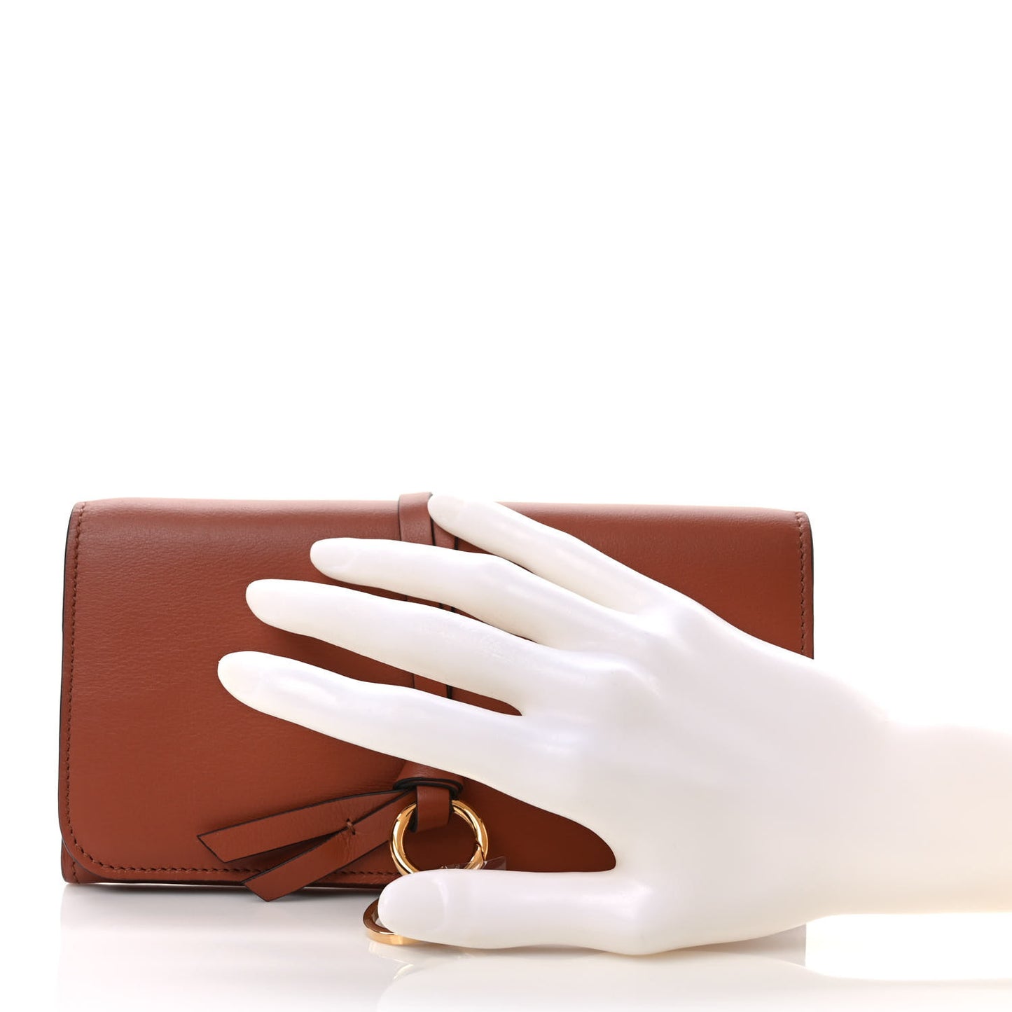 Calfskin Alphabet Long Wallet Brown
