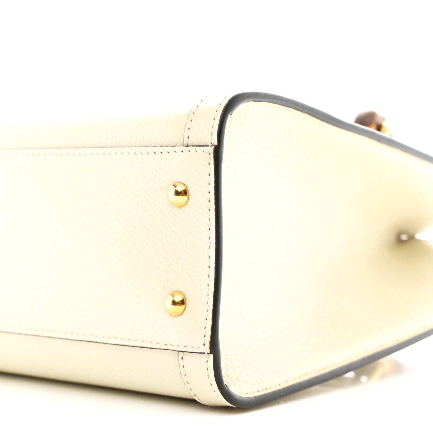 Textured Dollar Calfskin Web Small Diana Tote Bag Mystic White
