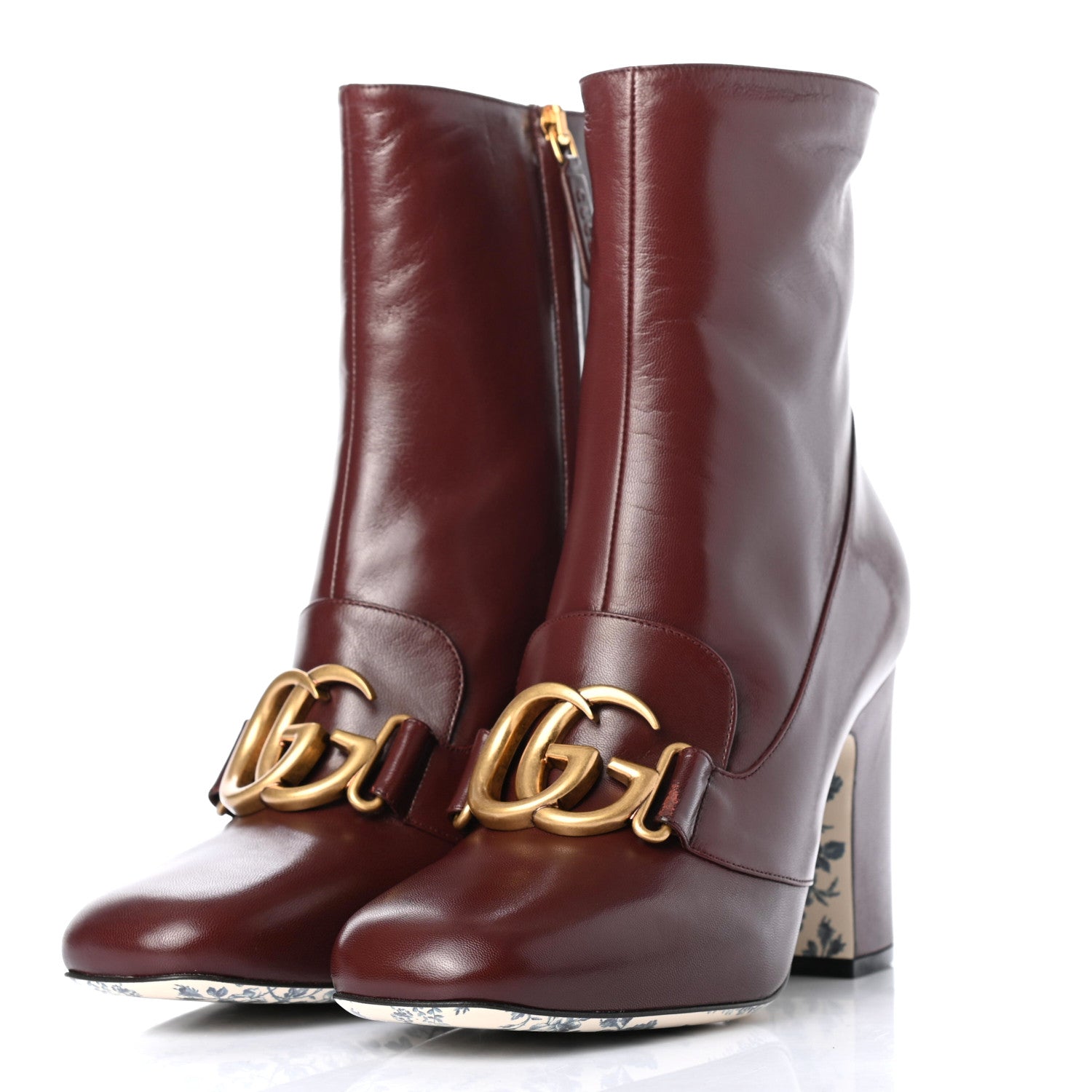 Gucci Malaga Kid GG Victoire 95mm Ankle Boots 39 Vintage Bordeaux 3 of 9