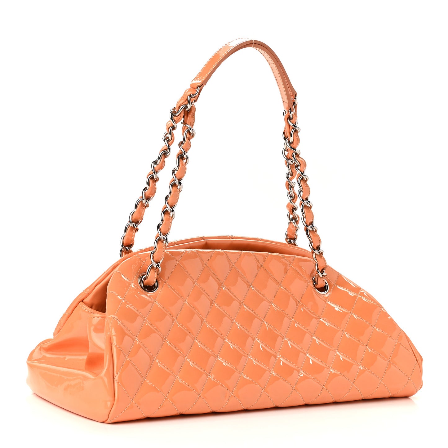 Patent Quilted Medium Just Mademoiselle Bowling Bag Orange
