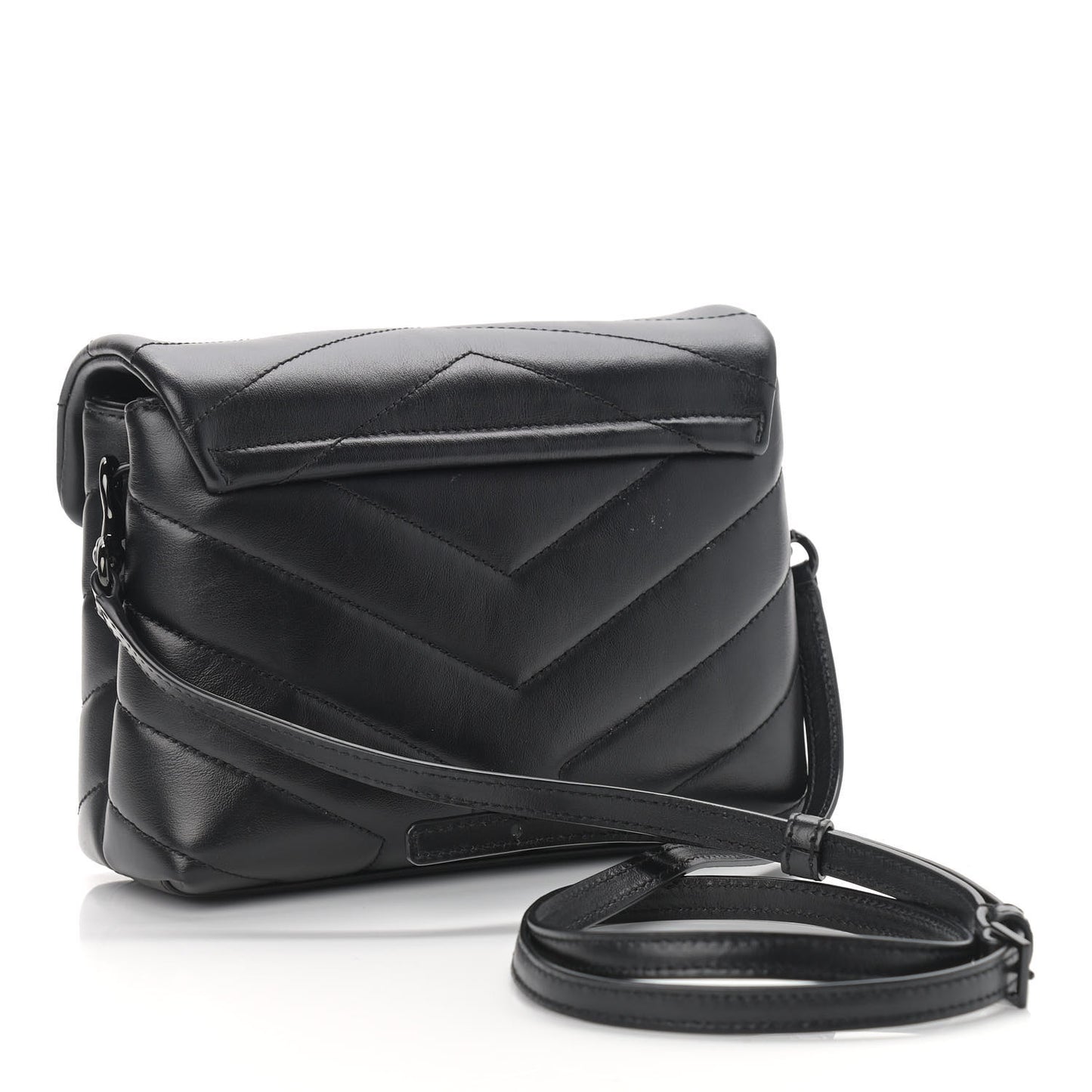 Calfskin Y Quilted Monogram Toy Loulou Crossbody Bag Black