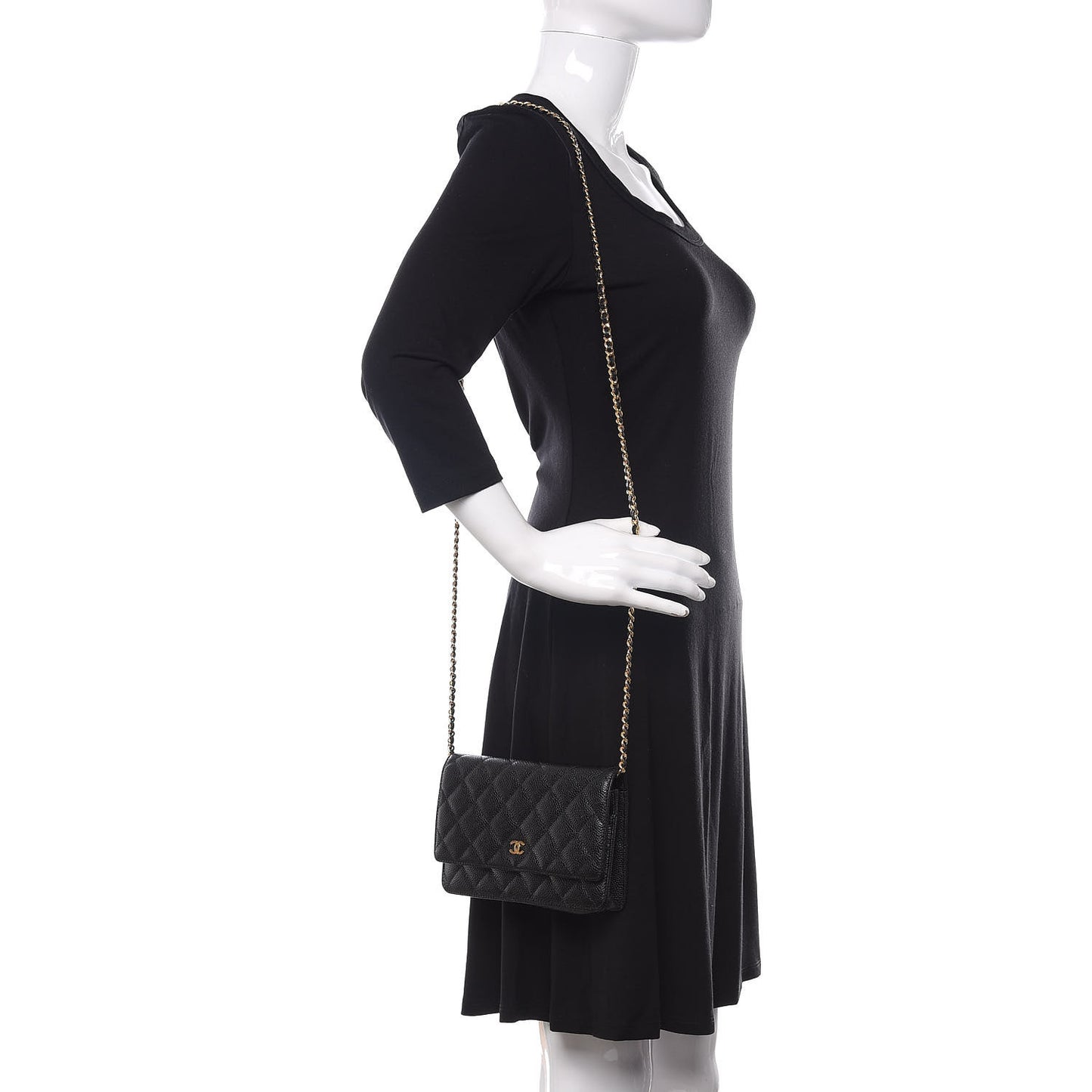 Caviar Quilted Wallet On Chain WOC Black