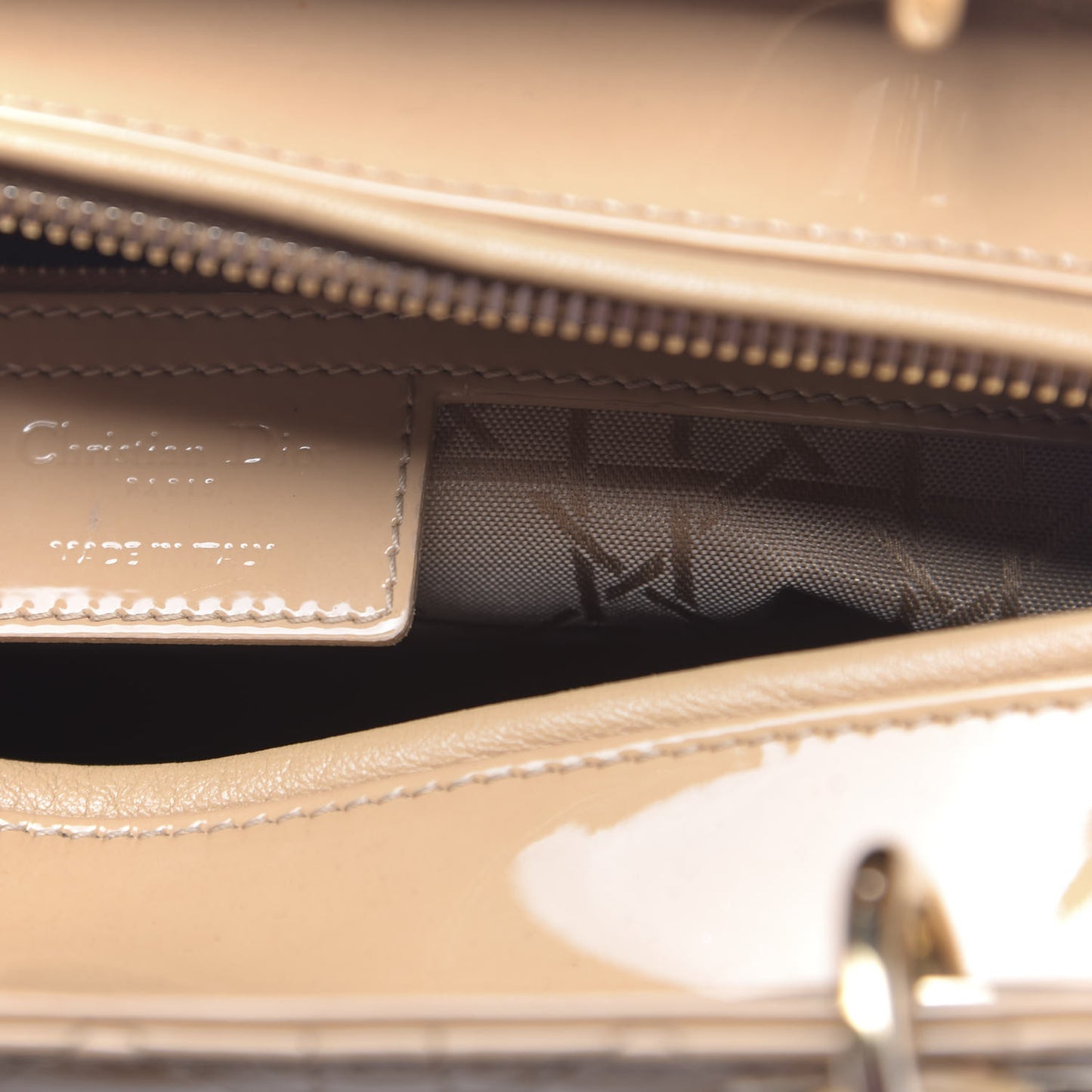 Patent Cannage Large Lady Dior Beige