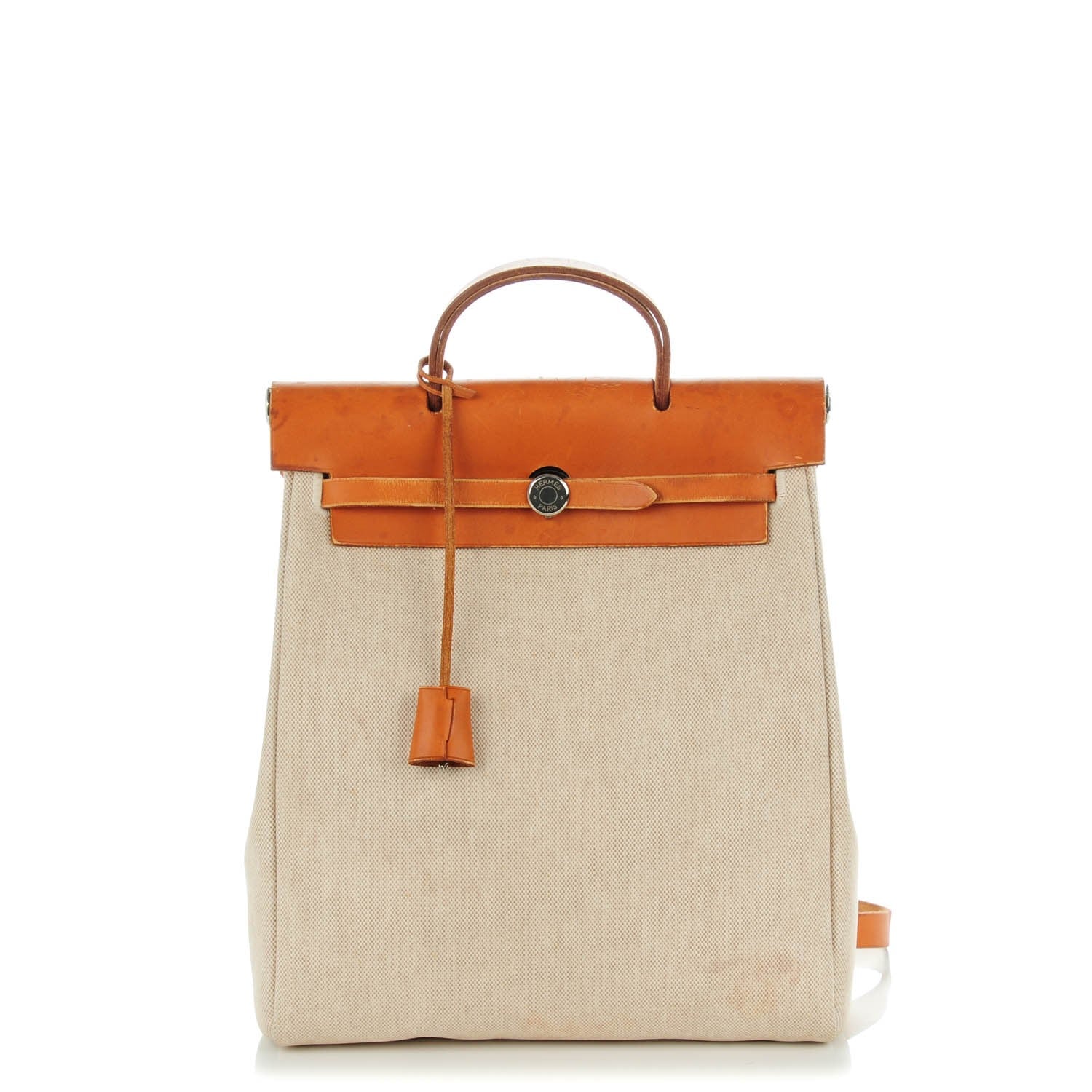 Hermes Toile Vache Calfskin Herbag 30 PM Backpack Natural 1 of 14