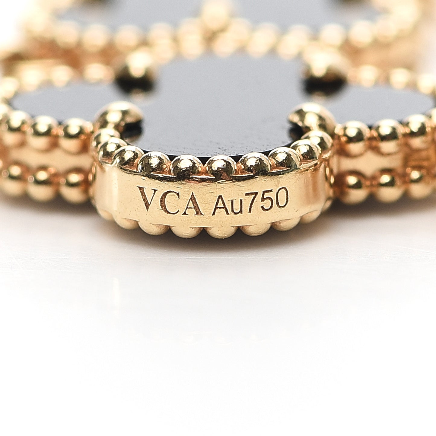 18K Yellow Gold Black Onyx 5 Motifs Vintage Alhambra Bracelet