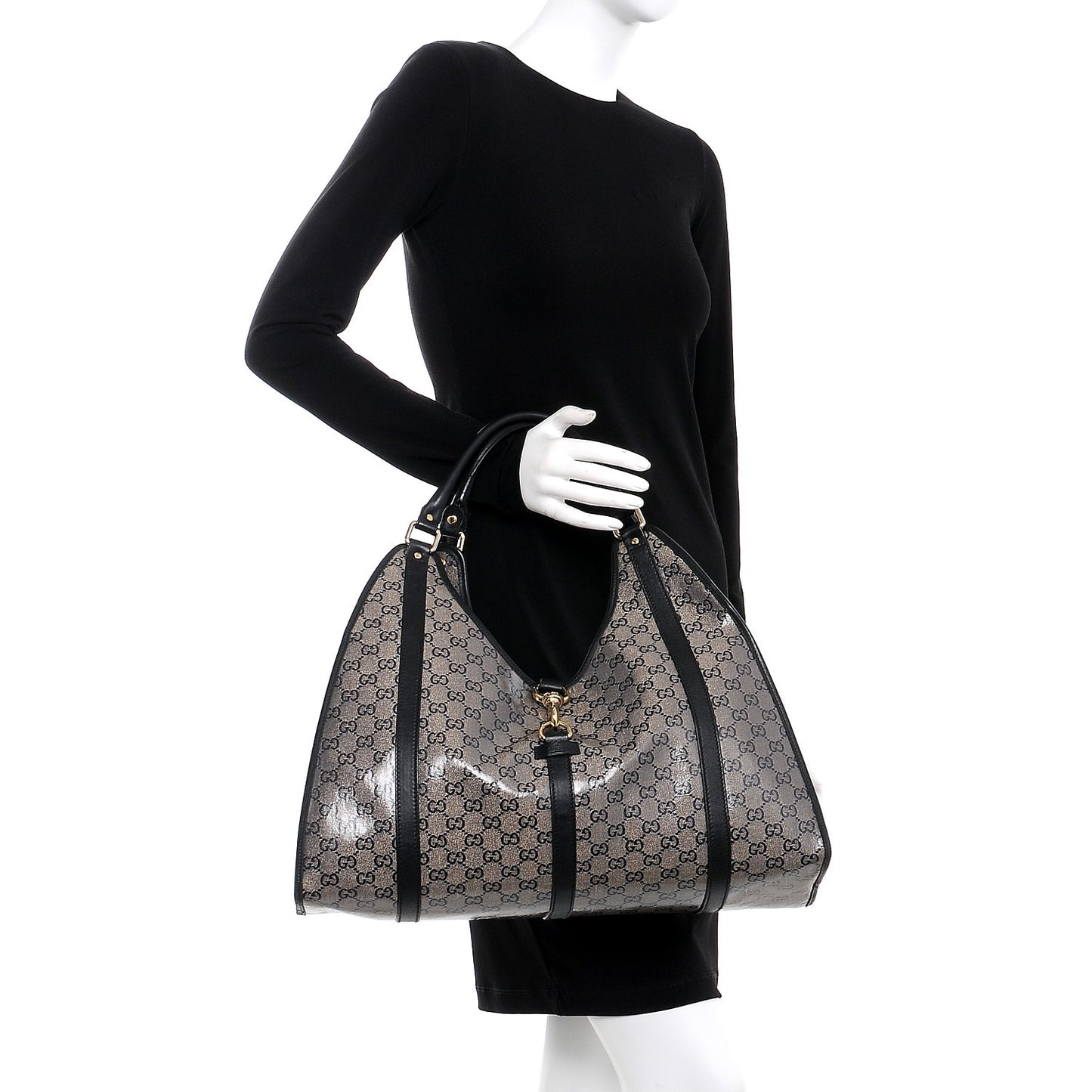 Crystal Monogram Large Joy Shoulder Bag Black