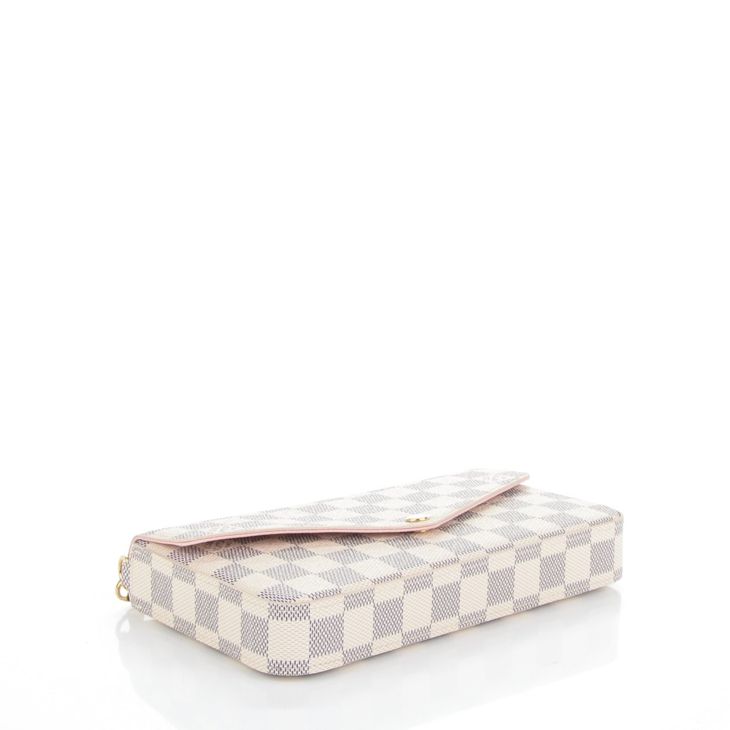 Damier Azur Pochette Felicie Chain Wallet Rose Ballerine