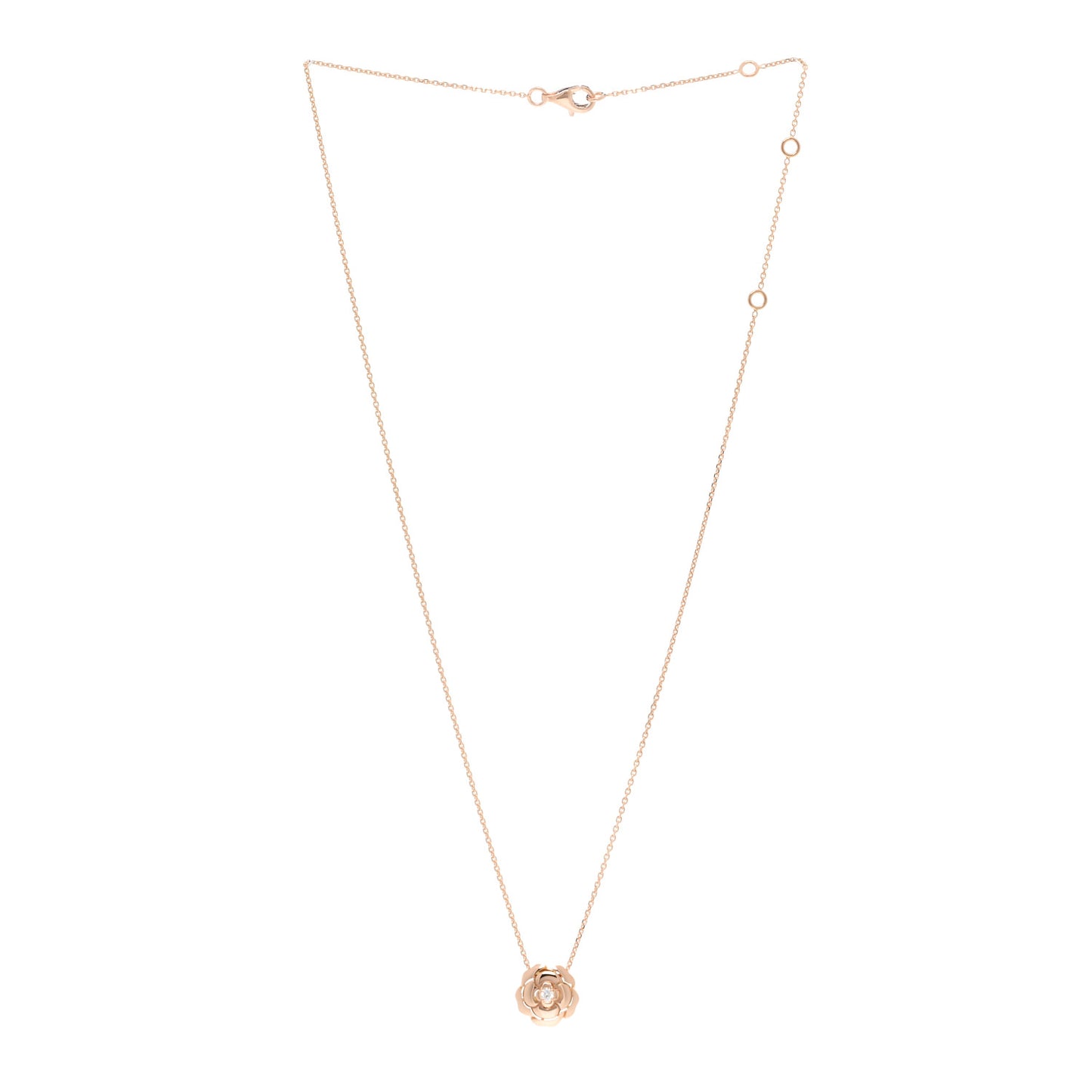 18K Rose Gold Diamond Extrait de Camelia Pendant Necklace