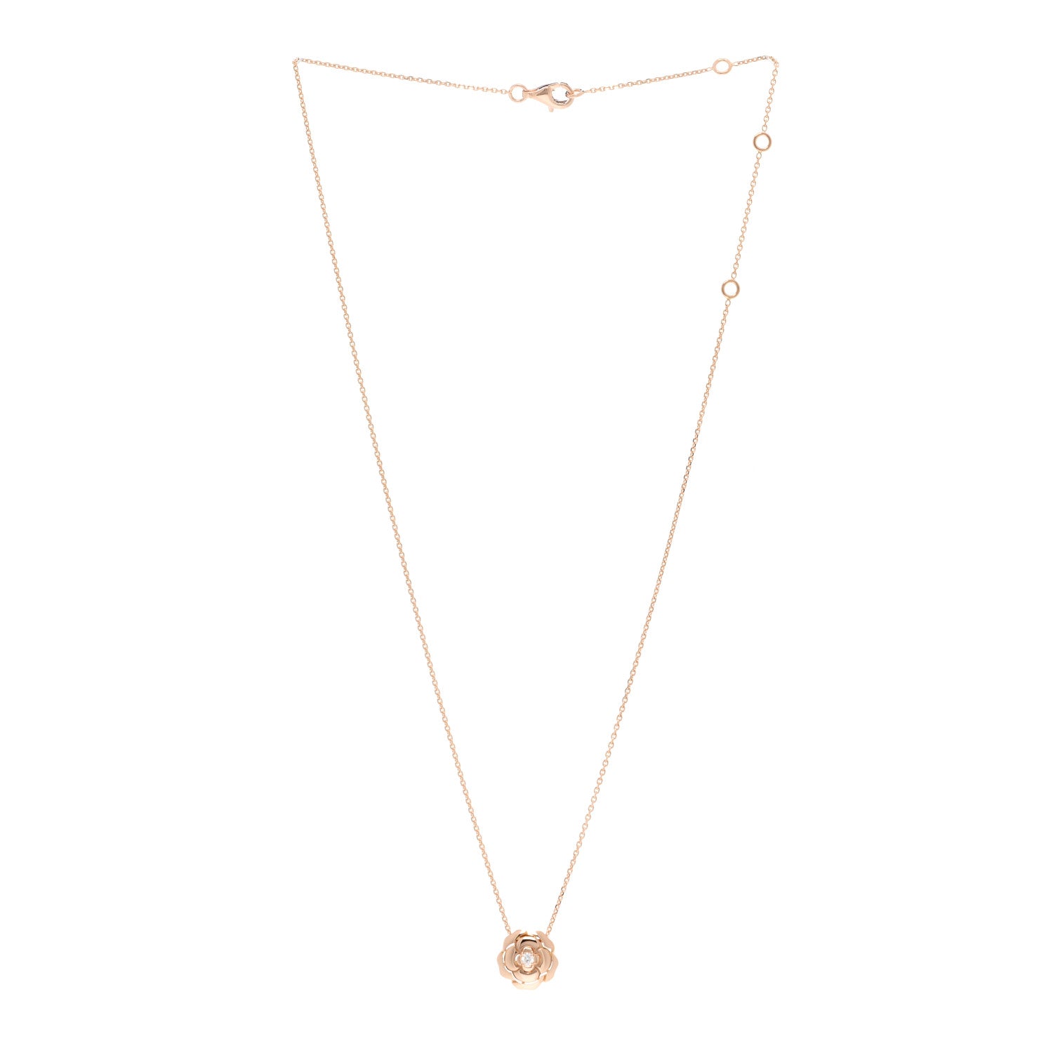 Chanel 18K Rose Gold Diamond Extrait de Camelia Pendant Necklace 3 of 6