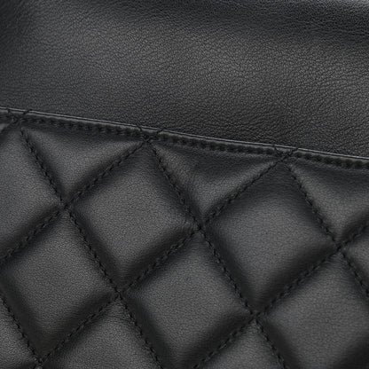 Chanel Lambskin Quilted Bowler Flap Shoulder Bag Black 12 of 14