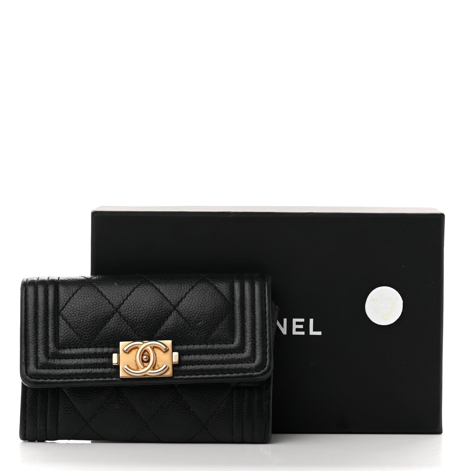 Chanel Caviar Quilted Boy Flap Card Holder Black 9 of 9