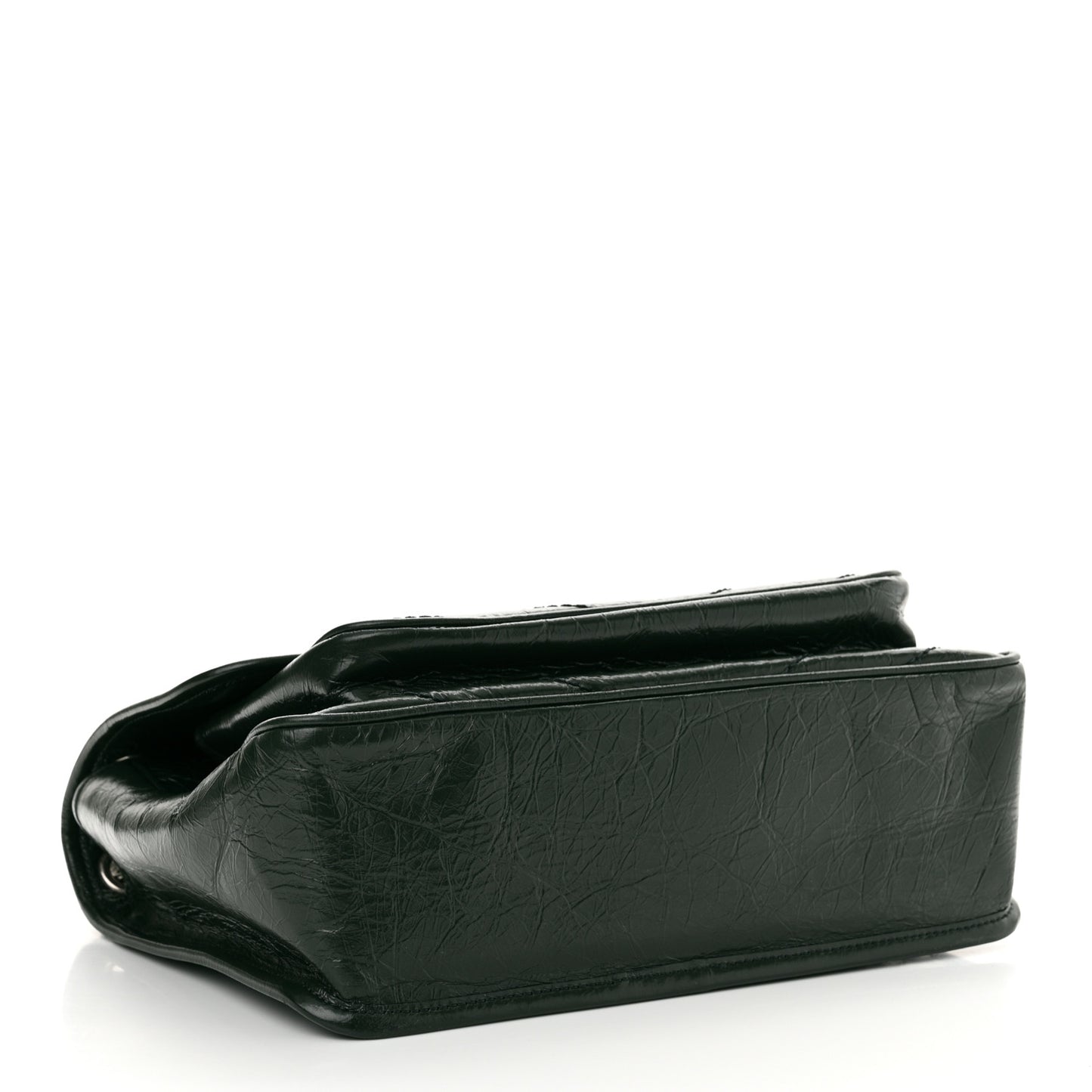 Crinkled Lambskin Matelasse Monogram Medium Niki Chain Satchel Dark Green