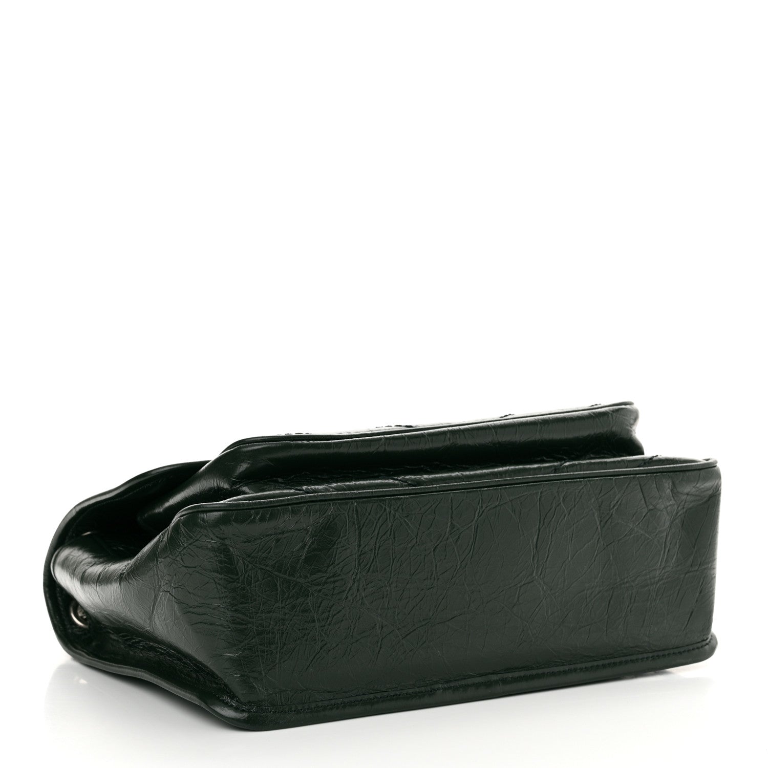 Saint Laurent Crinkled Lambskin Matelasse Monogram Medium Niki Chain Satchel Dark Green 4 of 10