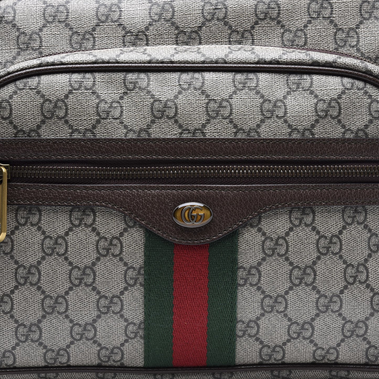 Soft GG Supreme Monogram Textured Dollar Calfskin Web Ophidia Pouch Pocket Belt Bag Beige Ebony New Acero Black