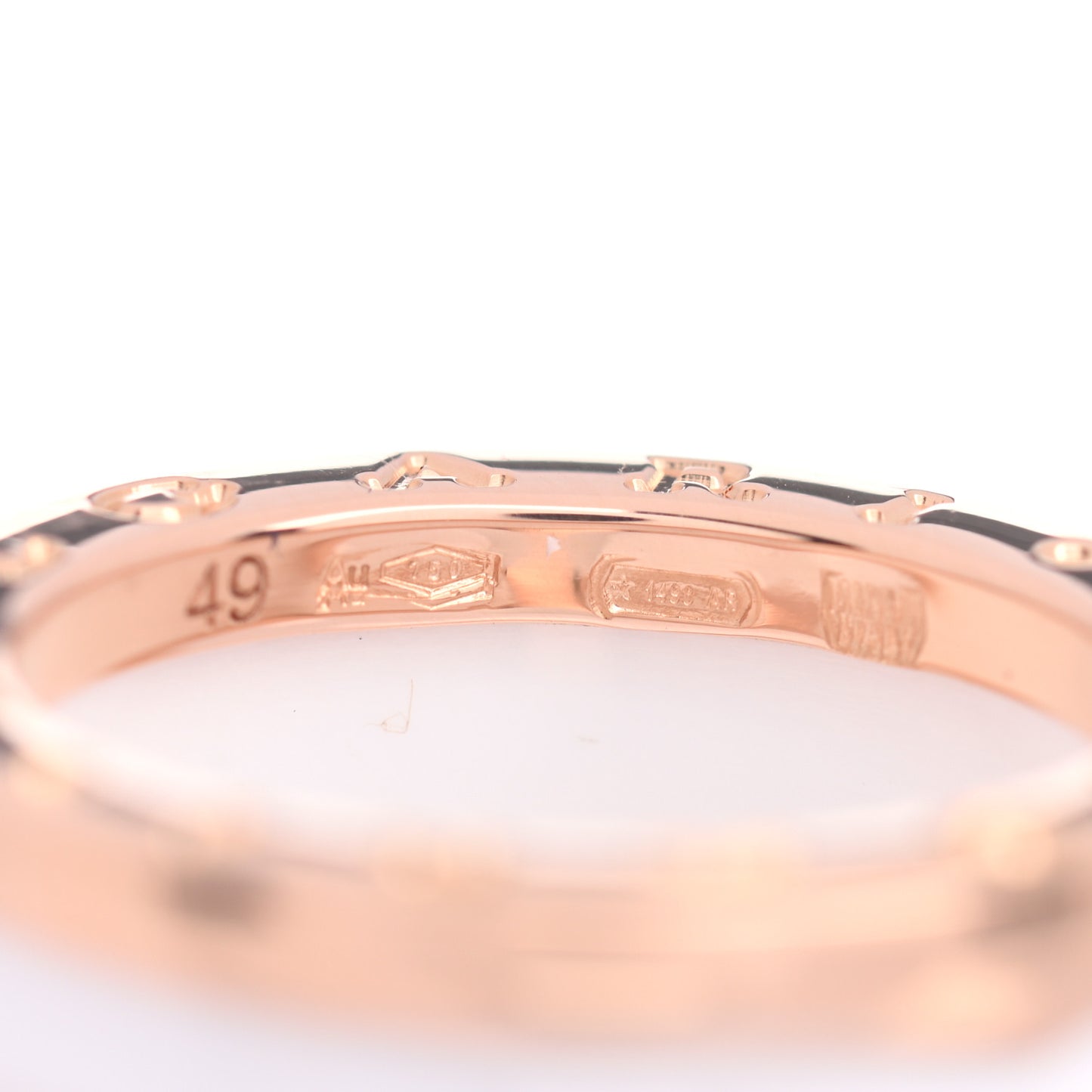 18K Rose Gold White Ceramic B.Zero1 Two-Band Ring 49 4.75