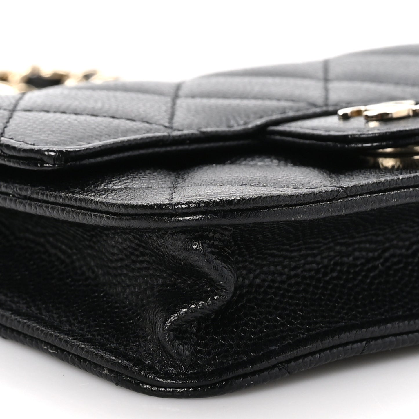 Caviar Quilted Mini Chain Belt Bag Black