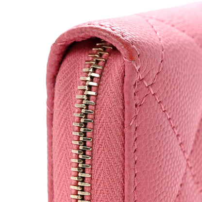 Chanel Caviar Quilted Textured CC Zip Around Coin Purse Pink 9 of 10