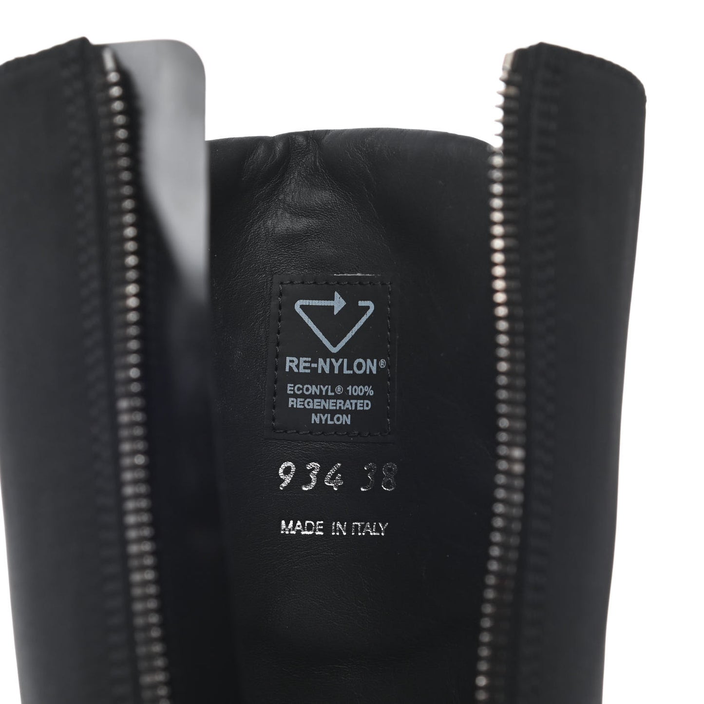 Re-Nylon Spazzolato Metal Triangle Logo Tall 55mm Combat Boots 38 Black