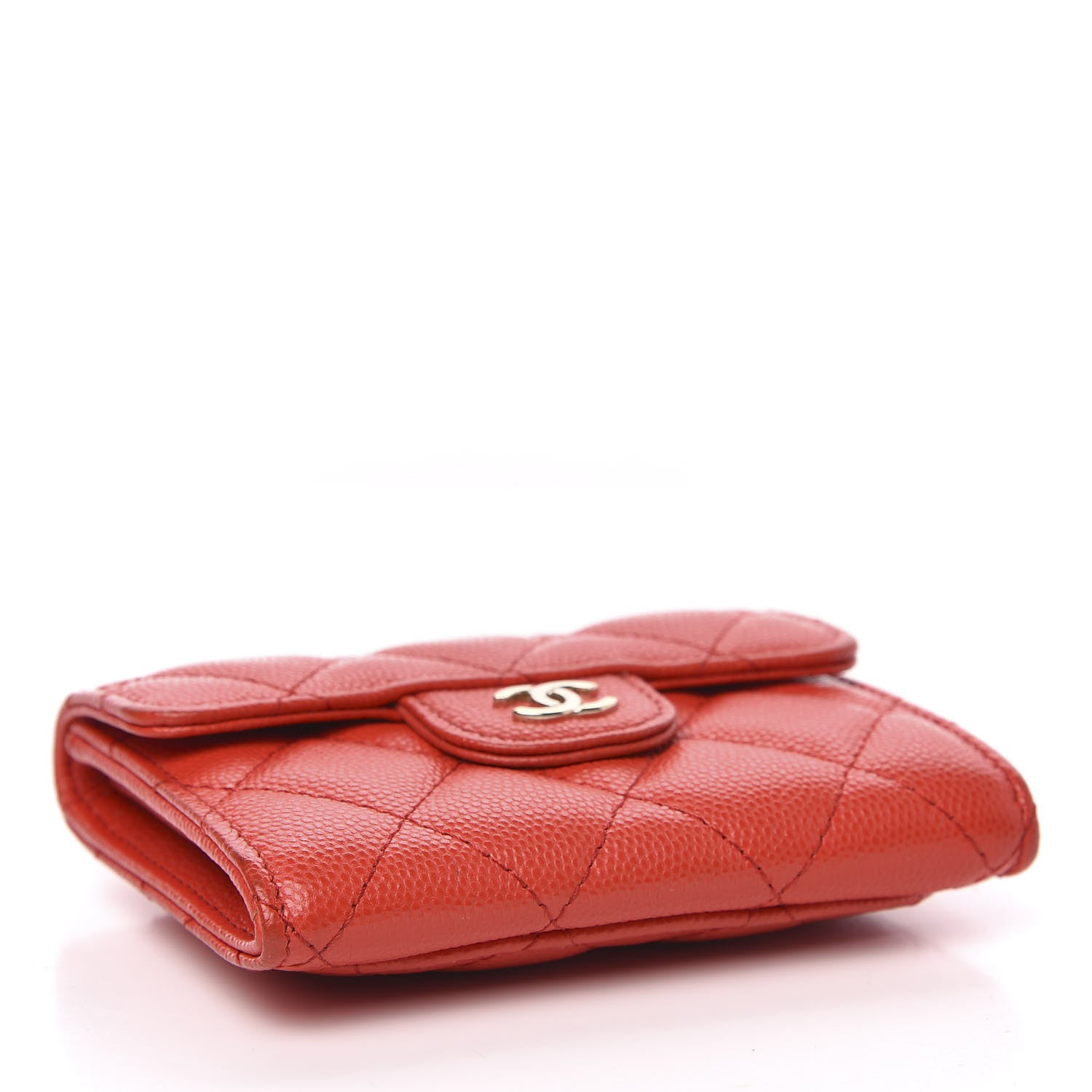 Chanel Caviar Quilted Flap Card Holder Wallet Red 4 of 9