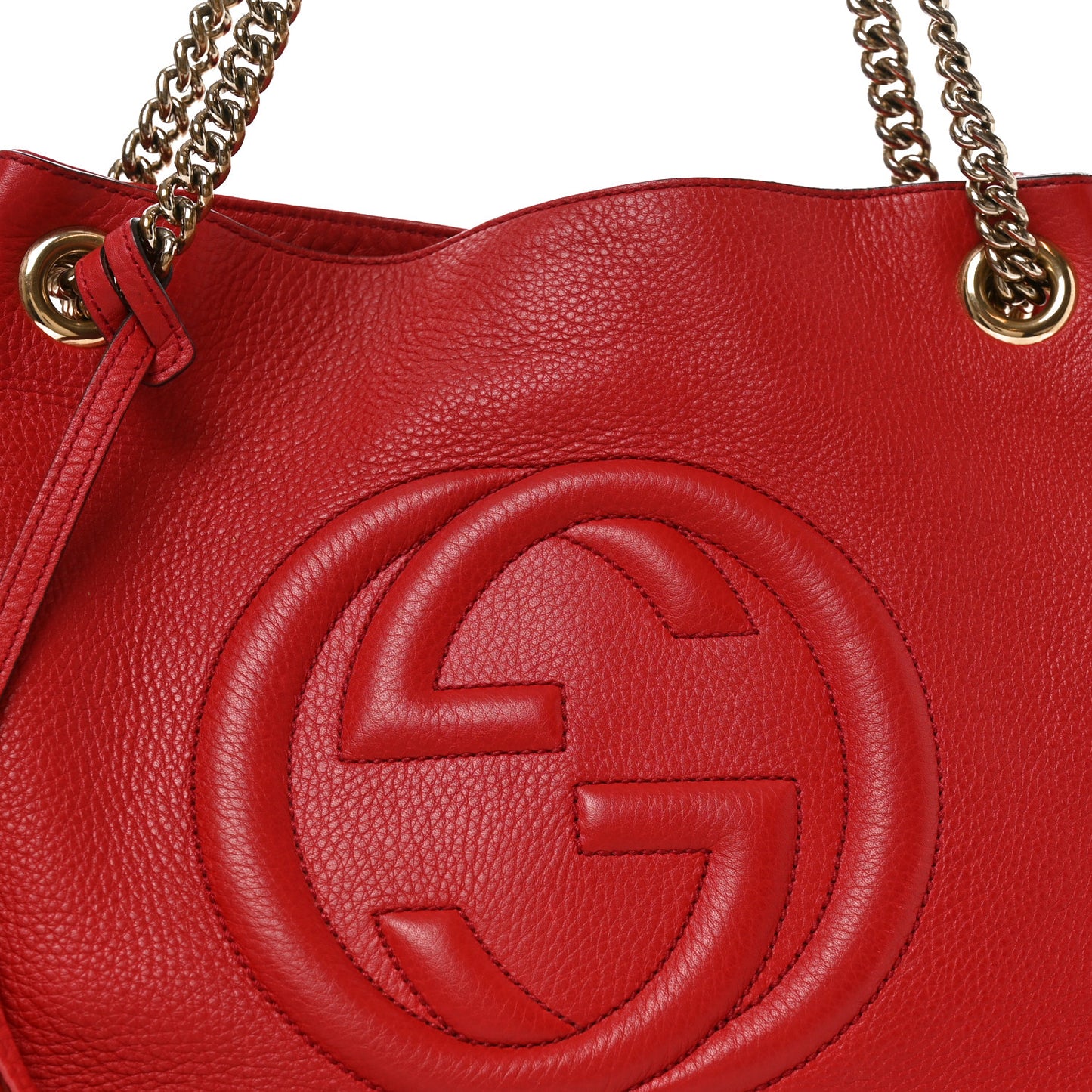 Pebbled Calfskin Medium Soho Chain Shoulder Bag Tabasco Red
