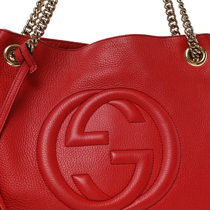 Gucci Pebbled Calfskin Medium Soho Chain Shoulder Bag Tabasco Red 15 of 19