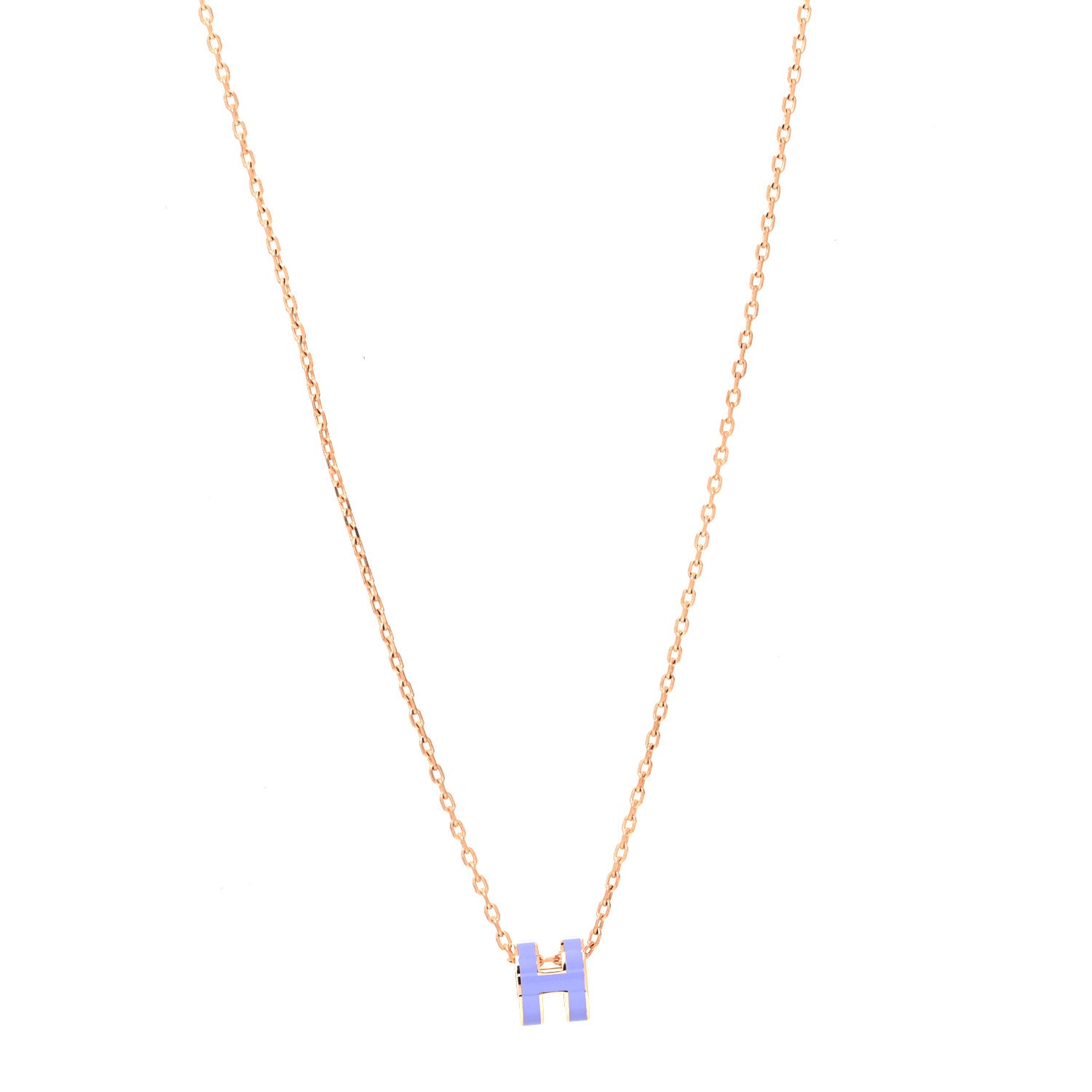Hermes Lacquered Rose Gold Mini Pop H Pendant Necklace Lilac 1 of 5