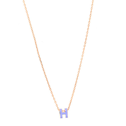 Hermes Lacquered Rose Gold Mini Pop H Pendant Necklace Lilac 1 of 5