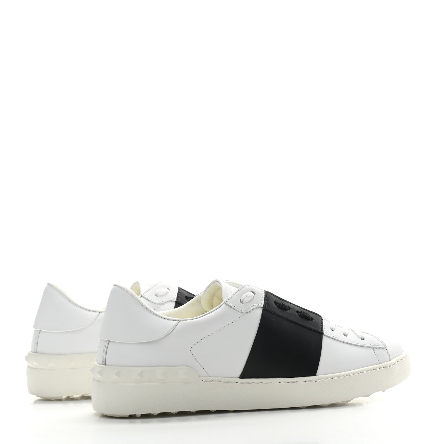 Valentino Garavani Calfskin Mens Rockstud Open Sneakers 41.5 White Black 4 of 8